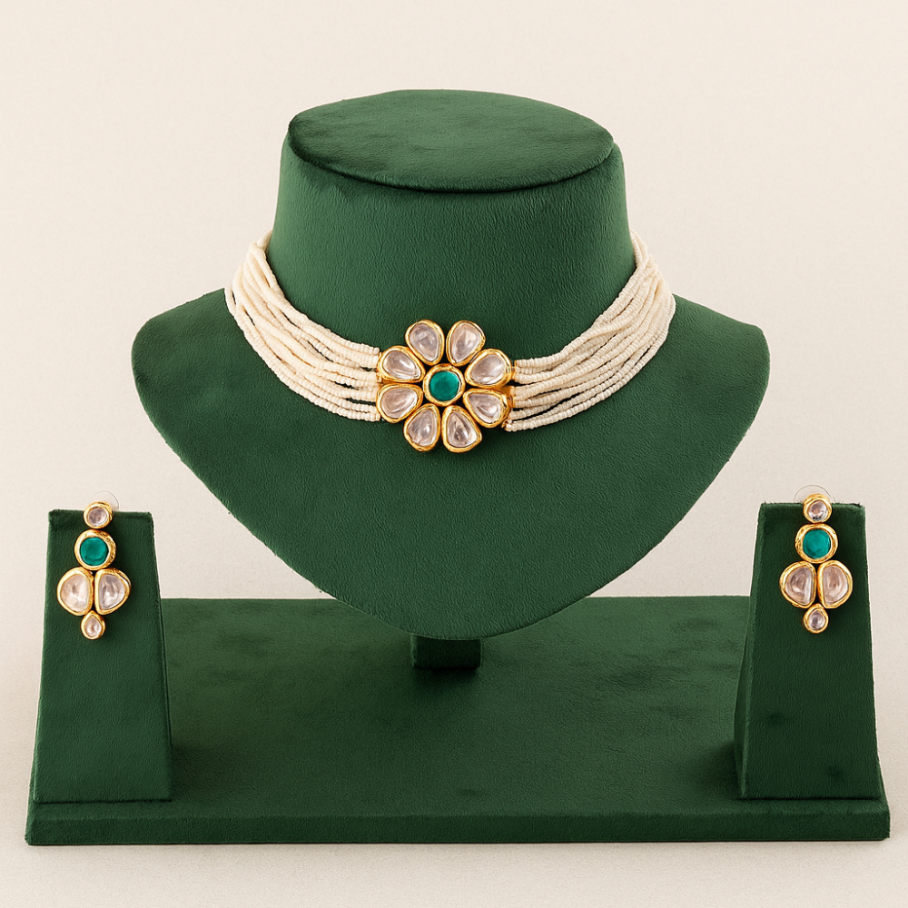 Flower Kundan Choker Necklace