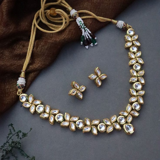 Double Layer Leaf Kundan Necklace Set