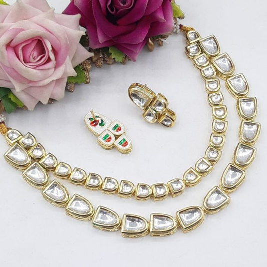 Double Layer Polki Multi Shape Kundan Necklace Set