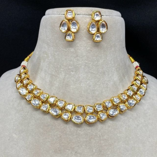Double Layer Multi Shape Kundan Necklace Set