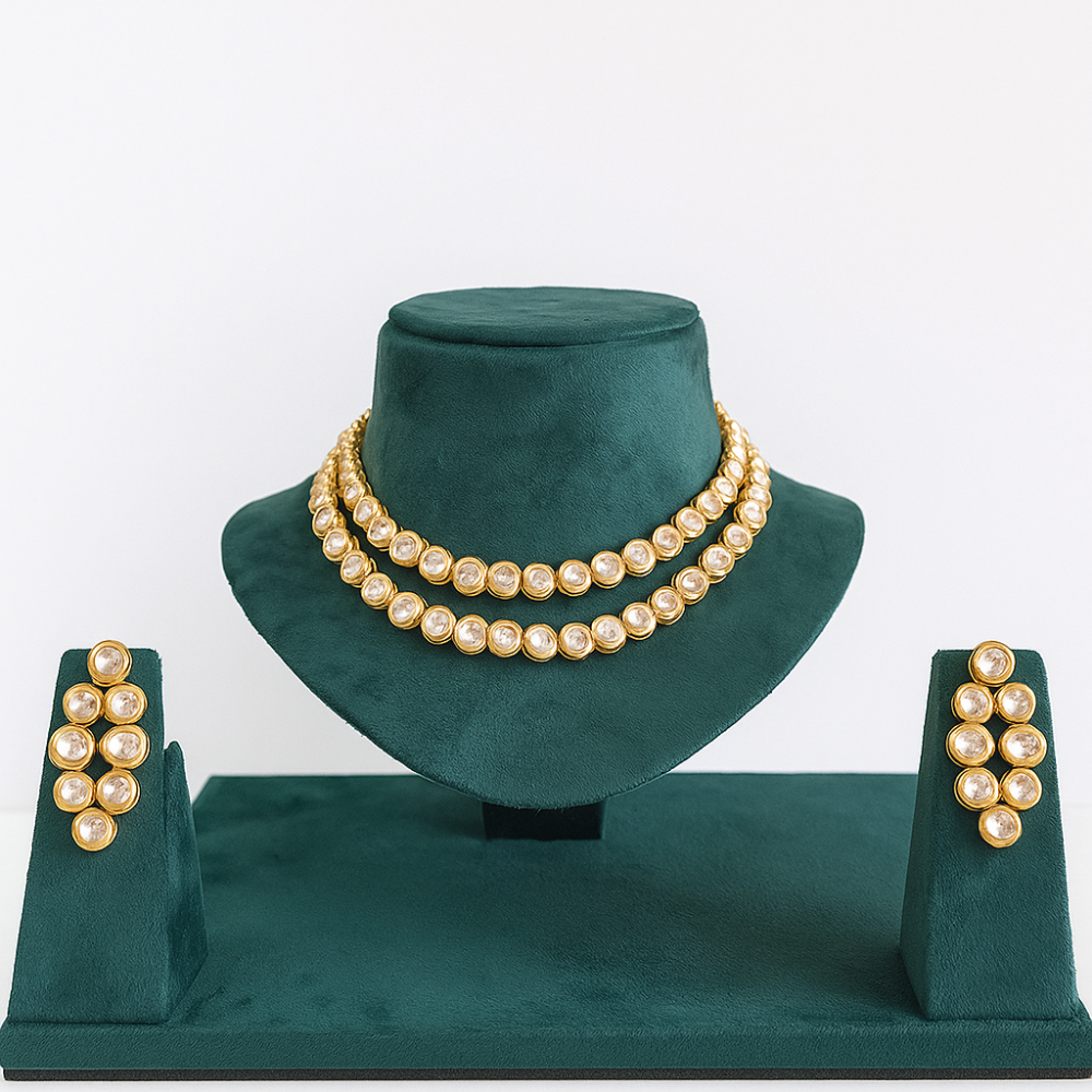 Double Layer Circle Kundan Necklace Set