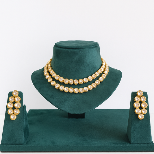 Double Layer Circle Kundan Necklace Set