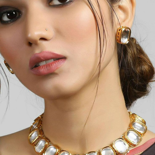 Uncut Square Kundan Necklace set