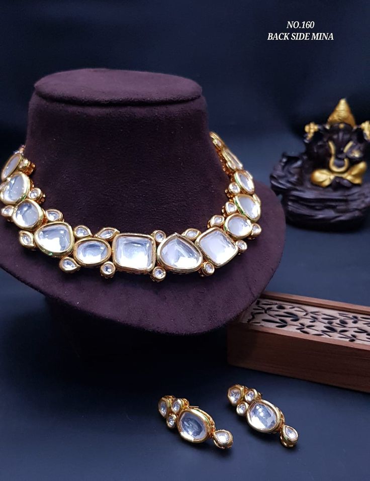 Uncut Big Multi Shape Kundan Necklace Set
