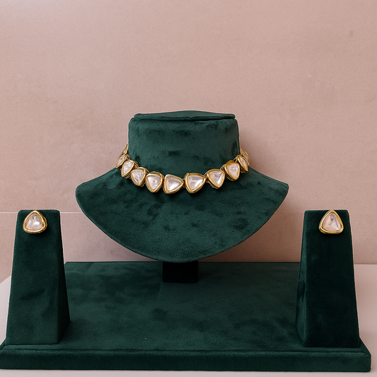Small Uncut Triangle Kundan Necklace Set