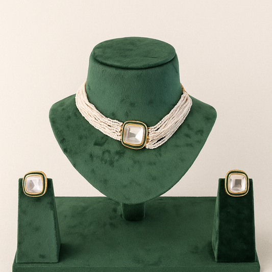 Square Choker Kundan Necklace Set